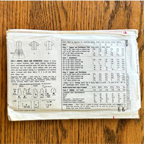 Vintage 1950s Simplicity 2634 Sewing Pattern Size 8 Jumper Top Dress COMPLETE - Picture 2 of 2